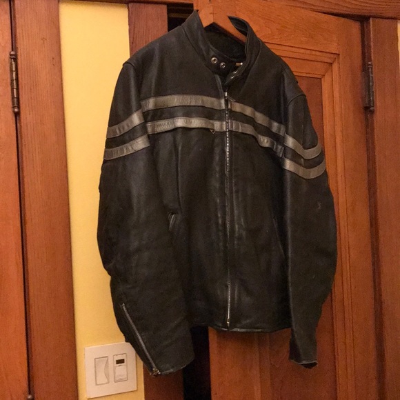 A leather motorcycle jacket